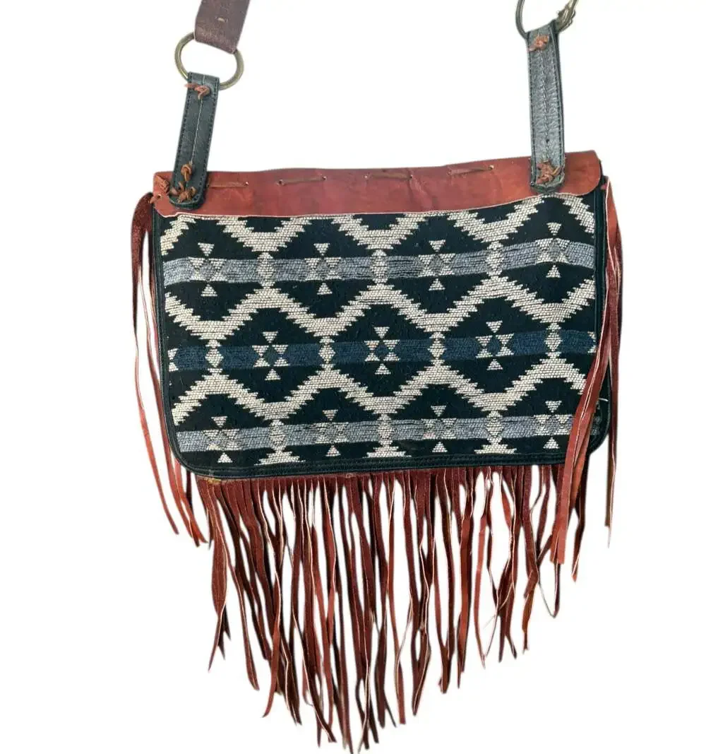 Forever 21 Western Boho Aztec Print Fringe Crossbody Bag